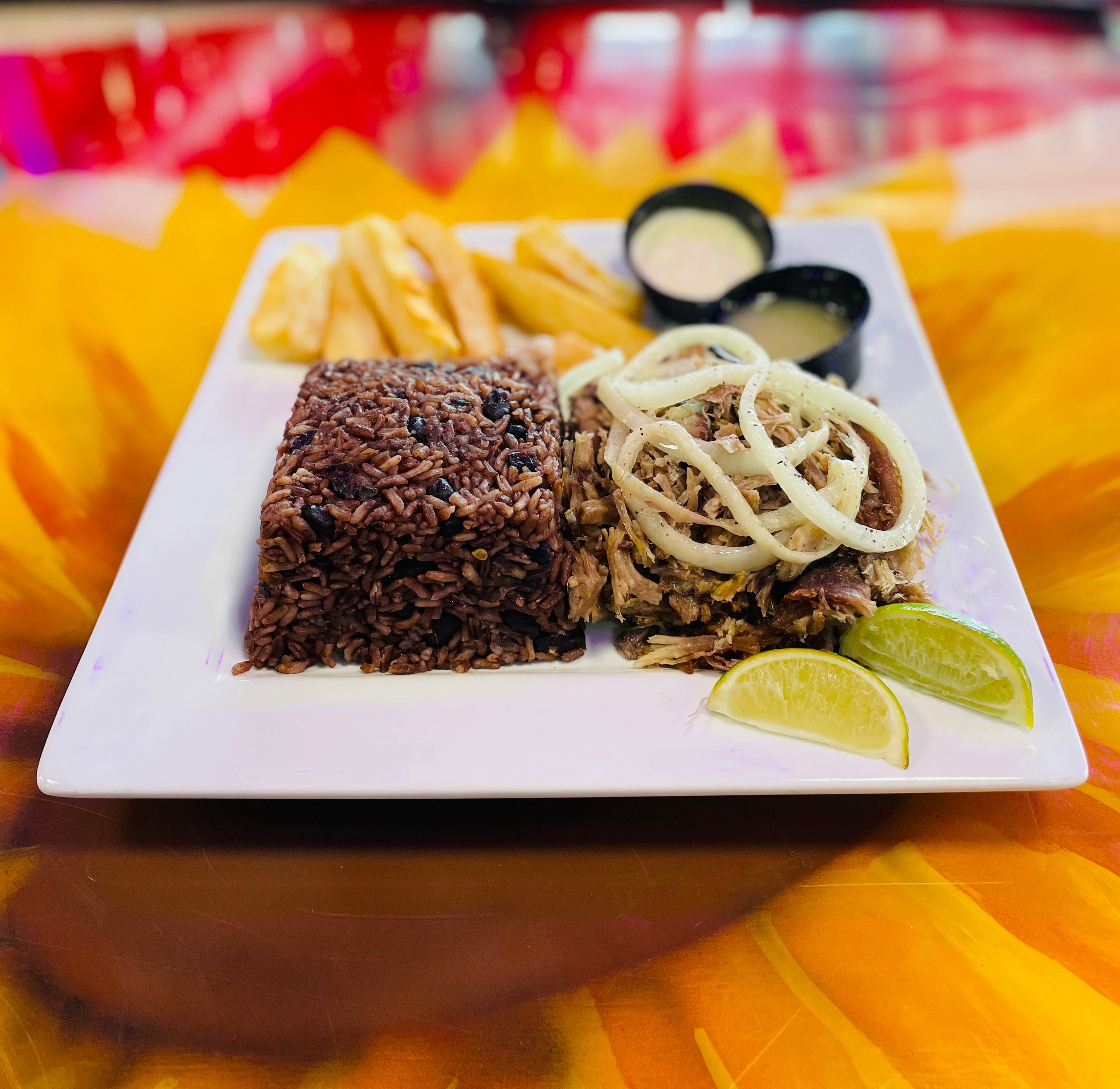 Pernil asado (roast pork) lunch special Morenas Latin Bar & Grill